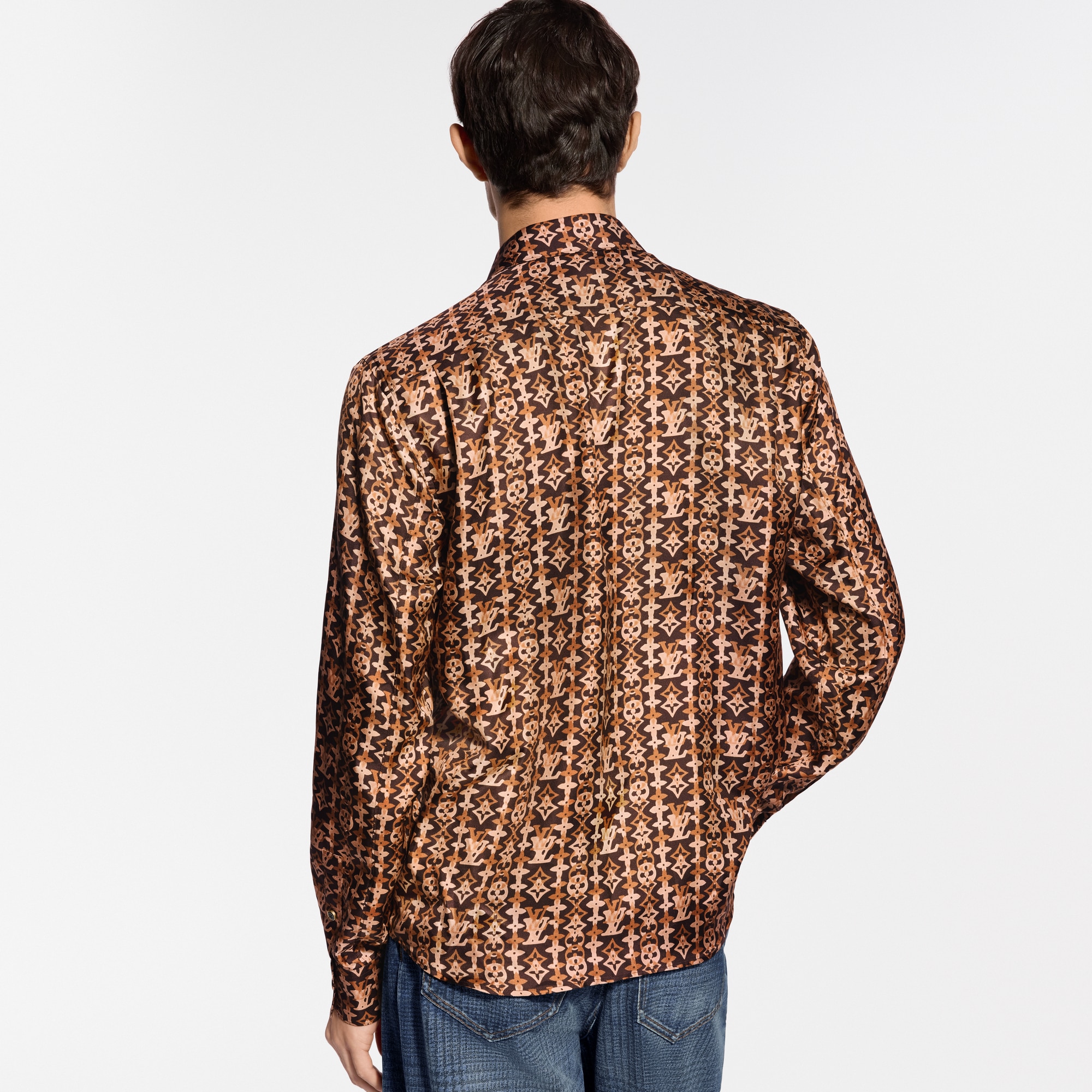 Monogram Printed Long-Sleeved Silk Shirt - Men - Ready-to-Wear